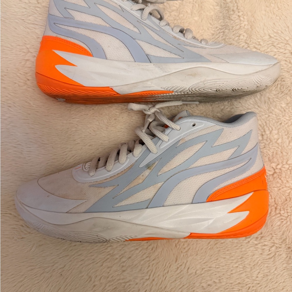 Puma Platinum Gray and Ultra Orange Sneakers